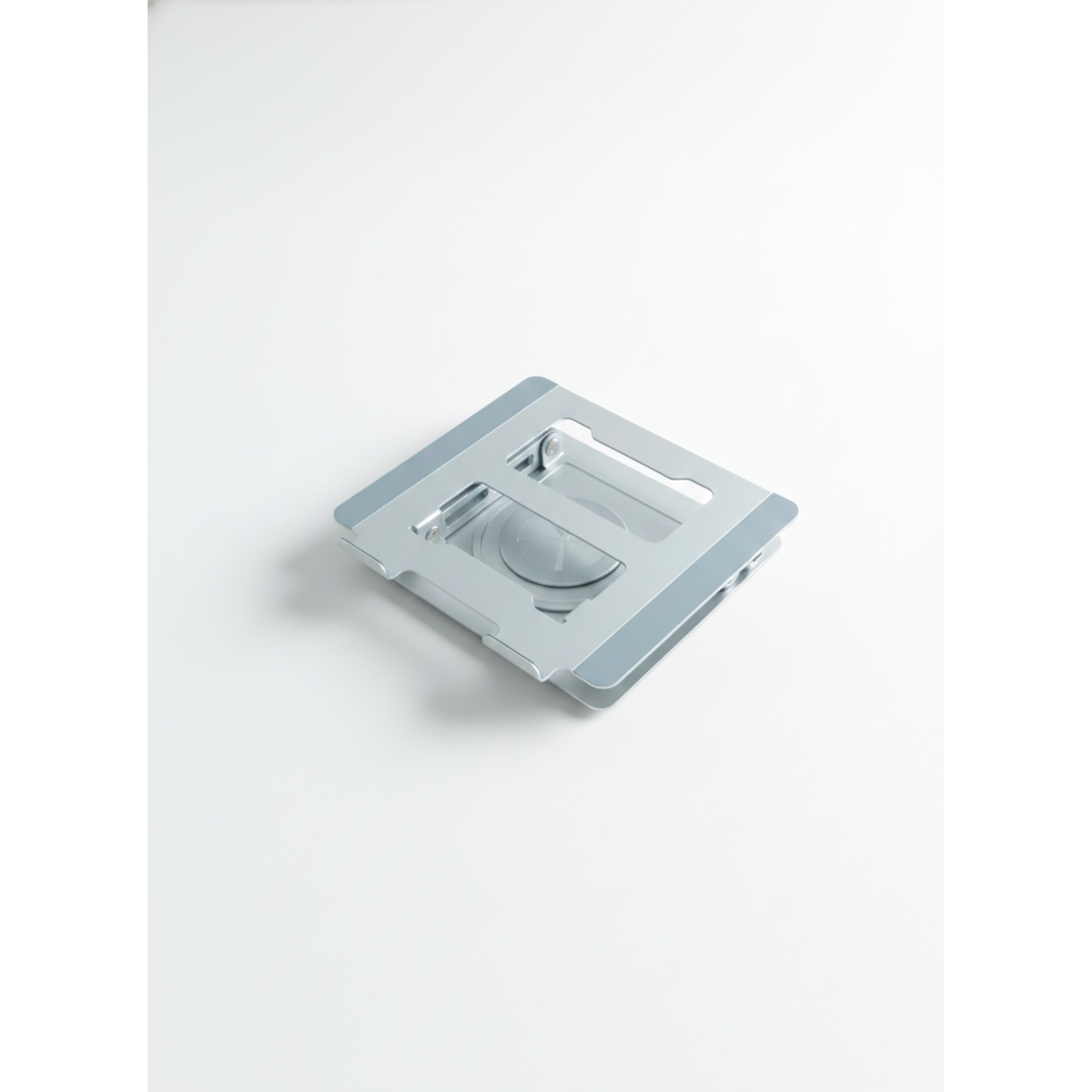 Folded laptop stand on a white background