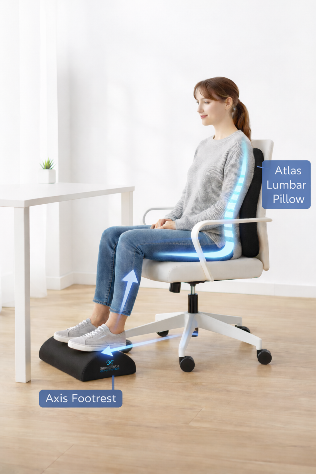 Sitting Support Posture Support Bundle | Ergonomic Lumbar Pillow + Footrest