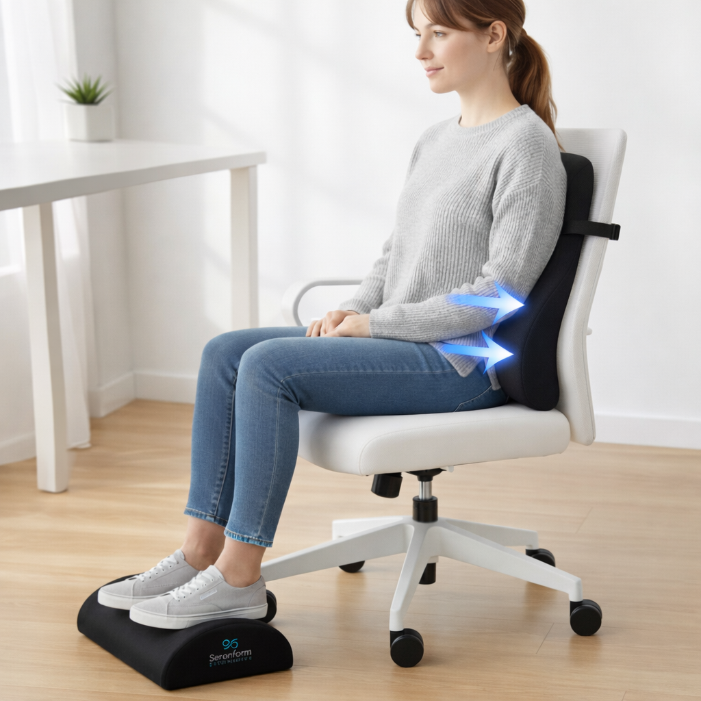 Sitting Support Posture Support Bundle | Ergonomic Lumbar Pillow + Footrest