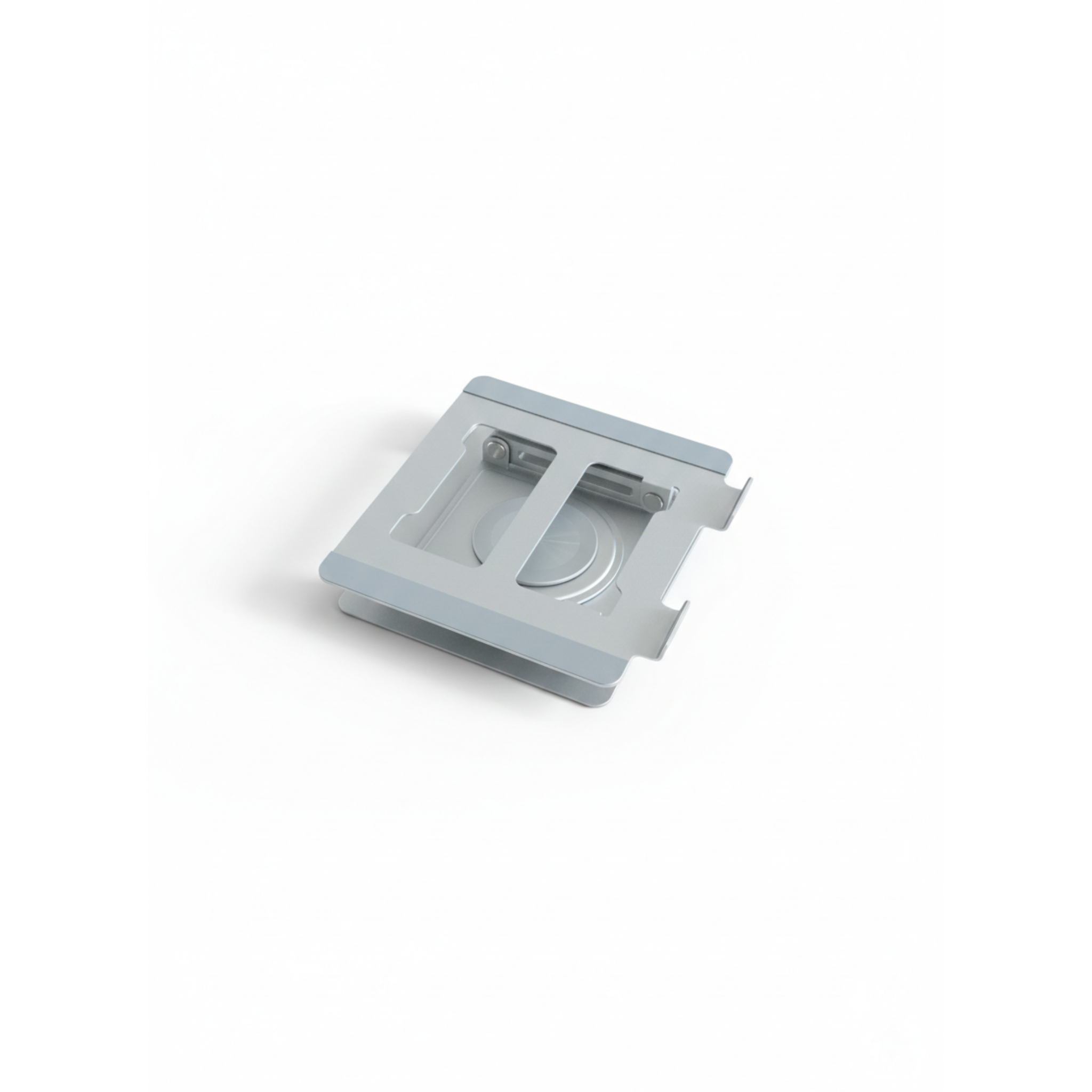 Folded laptop stand on a white background