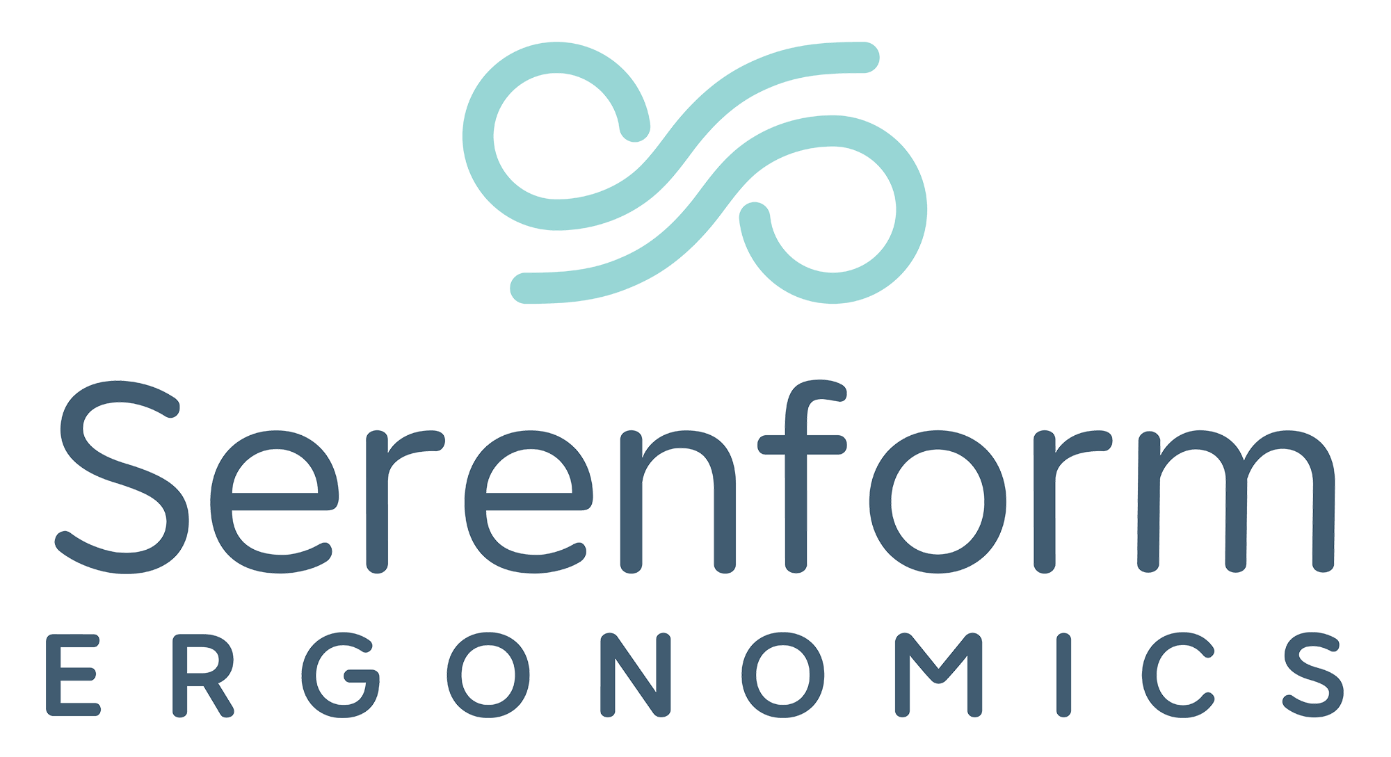 Serenform Ergonomics logo with a stylized design element on a white background