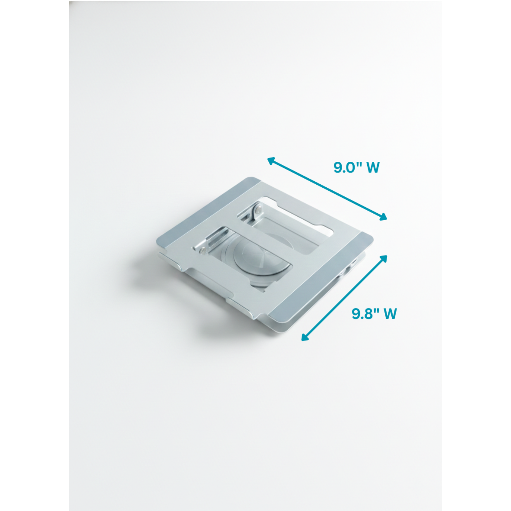 Serenform Elevate Laptop Stand folded flat with dimensions on white background
