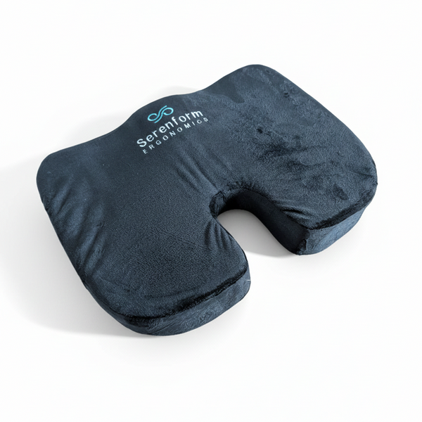 Ergonomic seat cushion with 'Serenform' branding on a white background